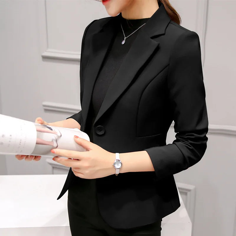 Women's Blazer 2025 Blue Long Sleeve Blazers Pockets Jackets Coat Slim Office Lady Jacket Female Tops Suit Blazer Femme Jackets