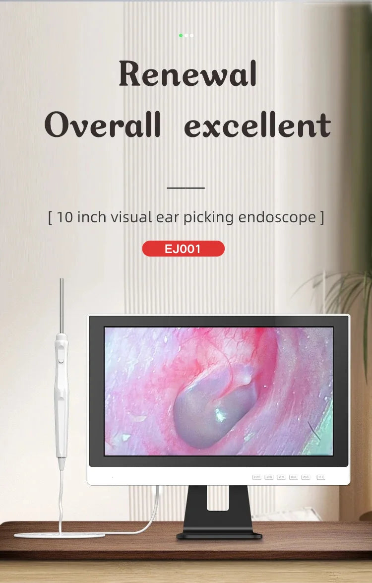 3.2mm Lens Digital Otoscope with 1080P HD 10.1 Inches Screen Ear Scope ENT Endoscope Ear Cleaner Tools 3500mAh Battery