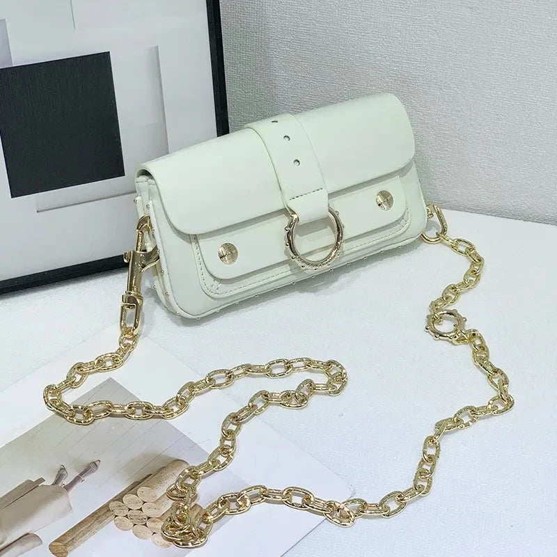 2025 New Classic Women's Leather Mini Square Bag Fashionable Versatile Wing Underarm Single Shoulder Slant Cross Bag Daily Match