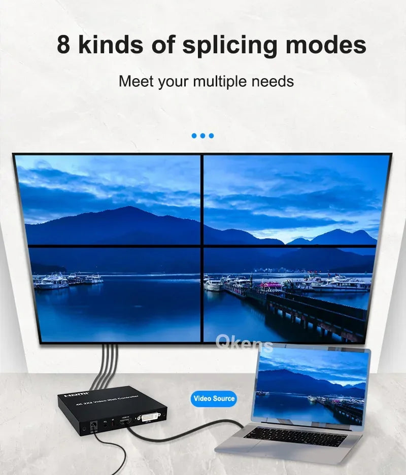 4K 2x2 HDMI TV Wall Controller Multi Monitor Splicing Processor 1X2 1X4 1X3 2X1 3x1 4X1 Video Wall Stitching Box Screen Splicer