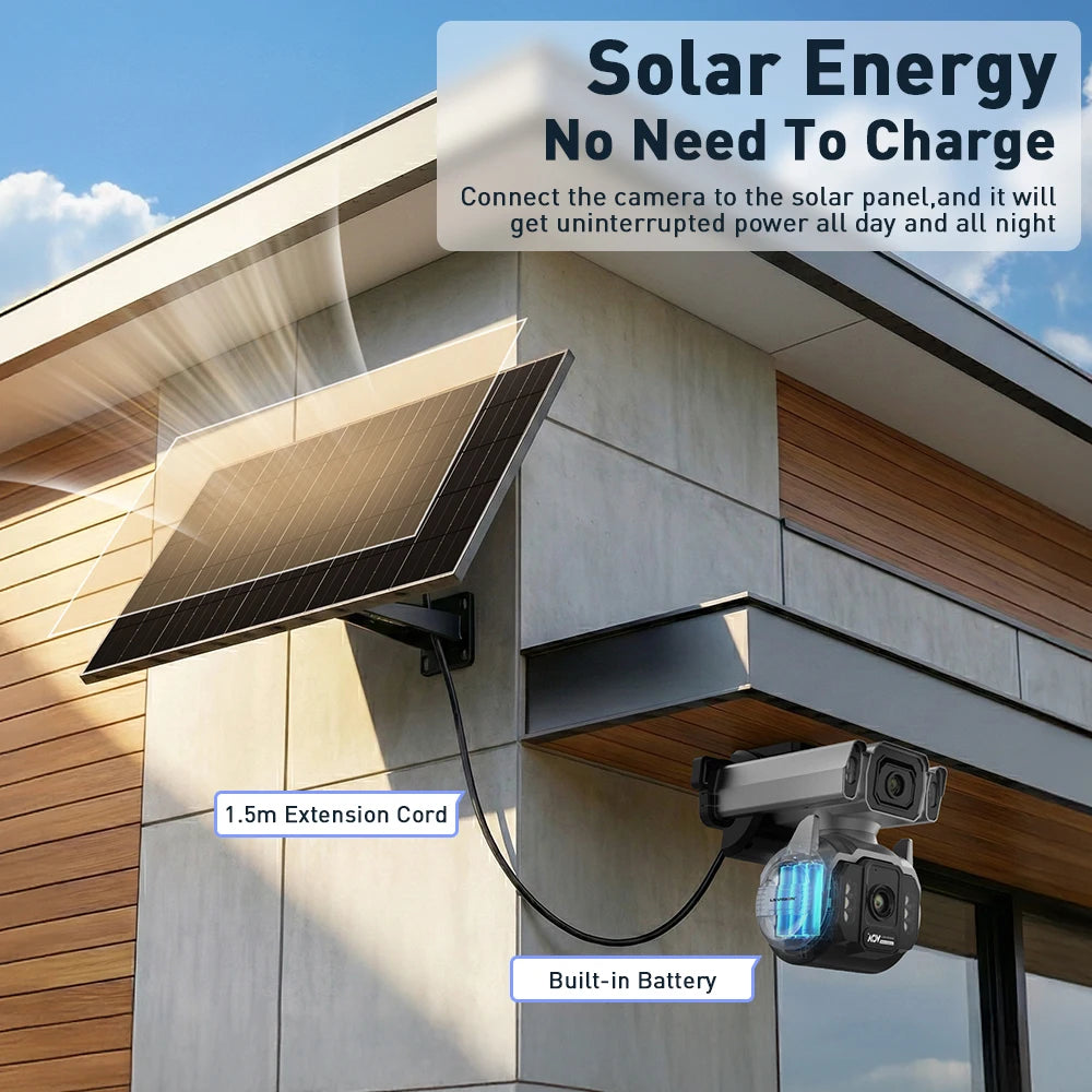 LS VISION Dual Screens 10MP AOV Solar Camera Outdoor 12X Zoom 24/7 Recording 4G SIM Auto Tracking Zoom PTZ Security Cameras CCTV