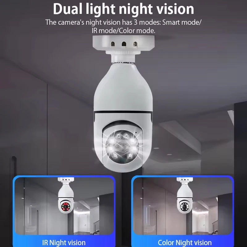 Bulb Surveillance Camera Full Color Night Vision Automatic Human Tracking Zoom Indoor Security Monitor Wifi Camera Smart Home