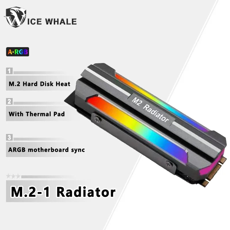 ICE Whale M.2-１ ARGB Sync Computer M.2 2280 SSD Radiator Aluminum M.2 Nvme Cooler Heatsink Solid State Drive Heat Sink Cooler