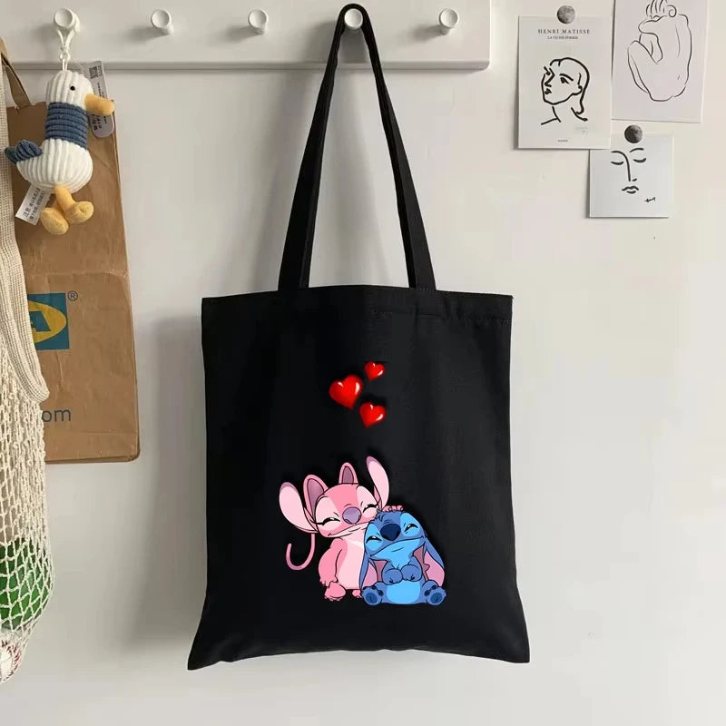 Cute Lilo Stitch Women's Tote Bag Canvas High Capacity Soft Shoulder Bag Women's Handbag Casual Comunting Shopping Bags Gift