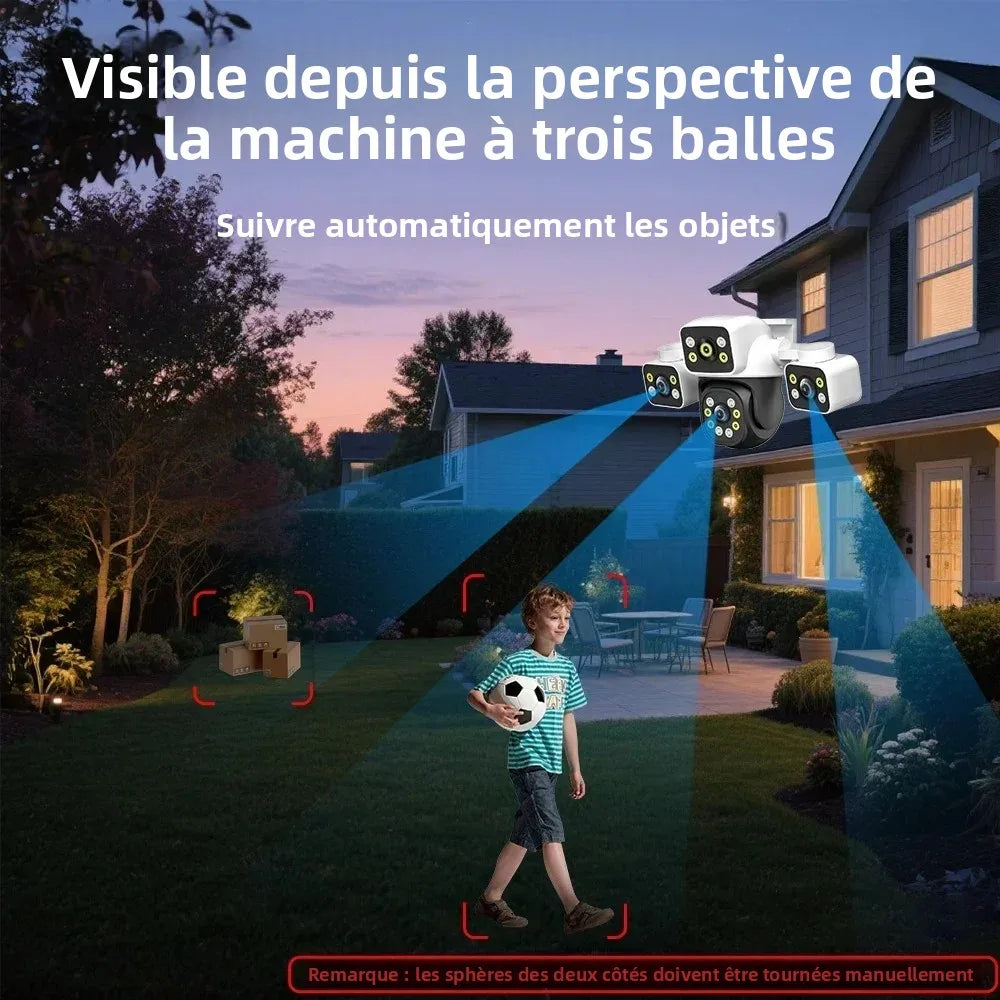 6K UHD Outdoor WiFi IP Camera 12MP Triple Lens With AI Human Detection 4K Auto Tracking For CCTV Security Monitoring IPC360 Home