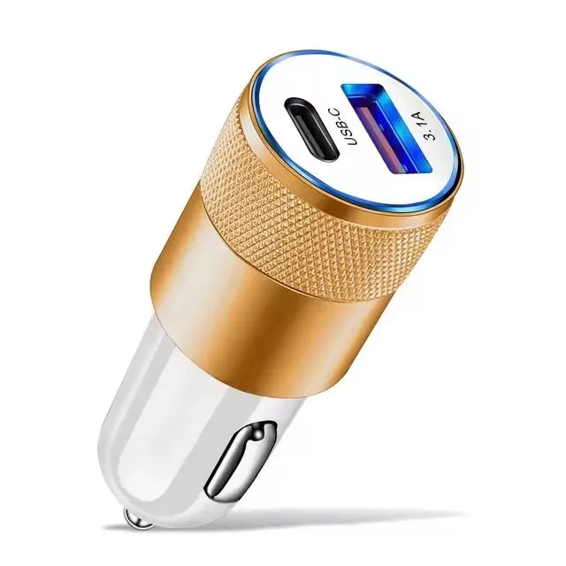 3 件套 3.1A USB Car Charger Type C Fast Charging Phone Adapter for Xiaomi Huawei Pd Phone Charger Adapter Socket Cigarette Lighter