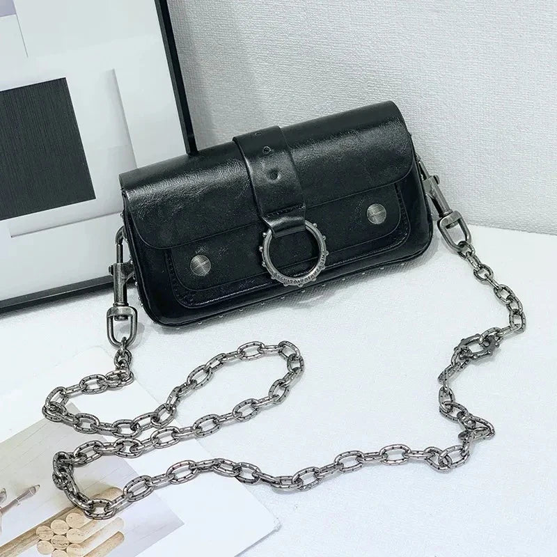 2025 New Classic Women's Leather Mini Square Bag Fashionable Versatile Wing Underarm Single Shoulder Slant Cross Bag Daily Match