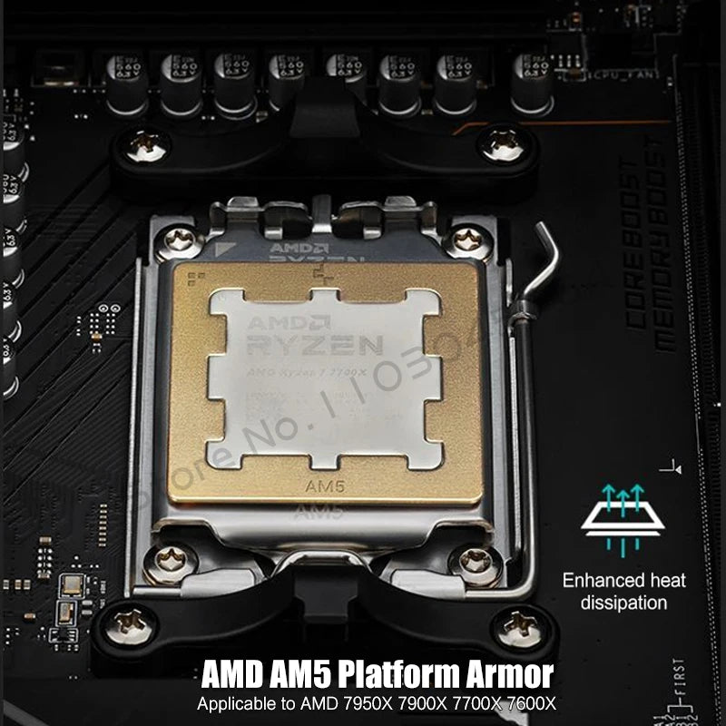 AM5 CPU Armor Copper Fastener For AMD 7950 7900, Anti Bending /Silicone Grease Overflow Backplate Thermal Conductive Patch Shell