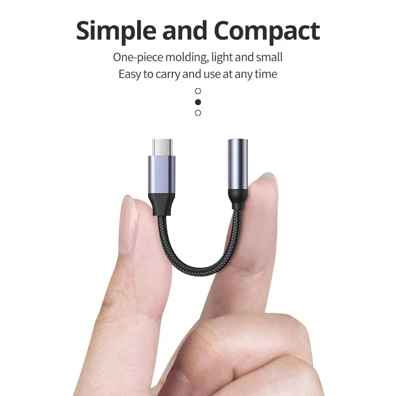 USB Type C to 3.5mm Jack Headphone Adapter Aux Audio All Earphone HiFi Splitter Cable for iPhone 16 15 Samsung