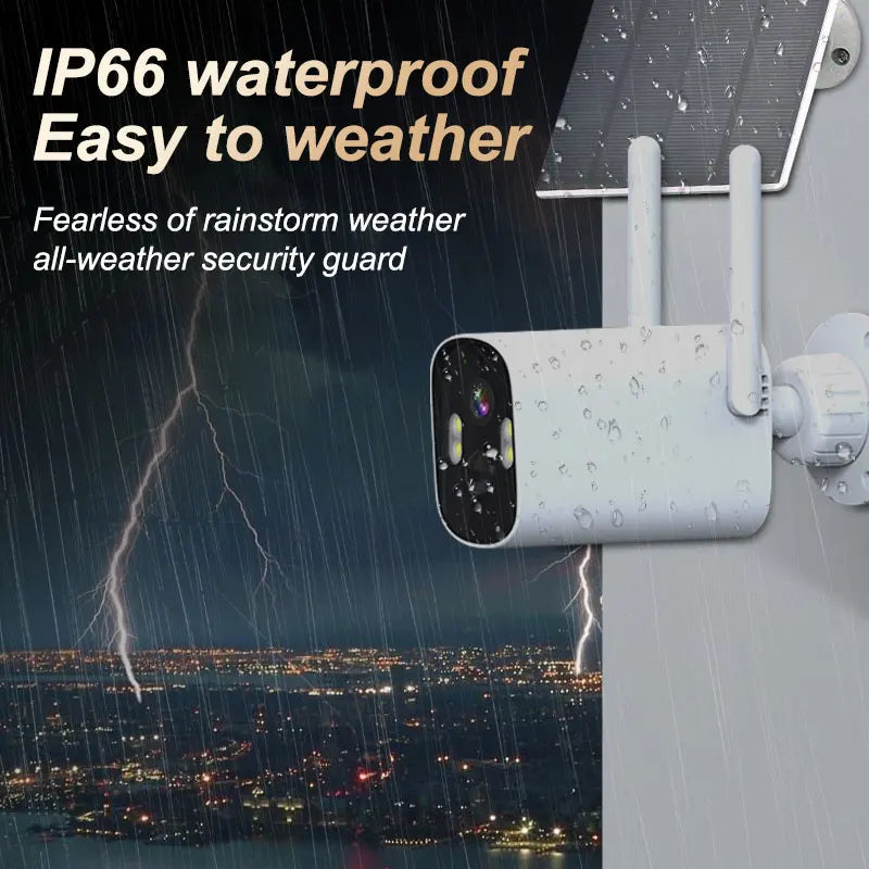 4MP Outdoor Solar-Powered Wireless WiFi Camera with Night Vision Motion Sensor Wireless Home Security Surveillance CCTV Camera