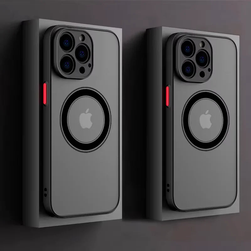 Luxury Matte Armor Magnetic Magsafe Wireless Charge Case For iPhone 15 14 13 11 12 Pro Max 13 Mini 14 Plus Cover Funda