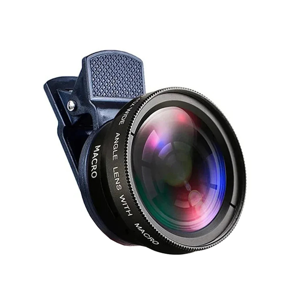2 In 1 Clip-on Fish Eye Magnifiers Mobile Phone Lens Professional Mobile Phone Camera Lenses 15X Macro 0.45X Super Wide Angle