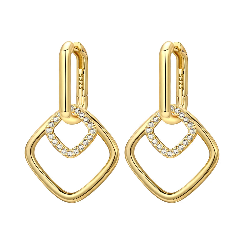 Orstarry 925 Sterling Silver 18K Gold Heart-shaped Zircon Drop Earrings Women Earrings Fashion Party Original Jewelry Gifts