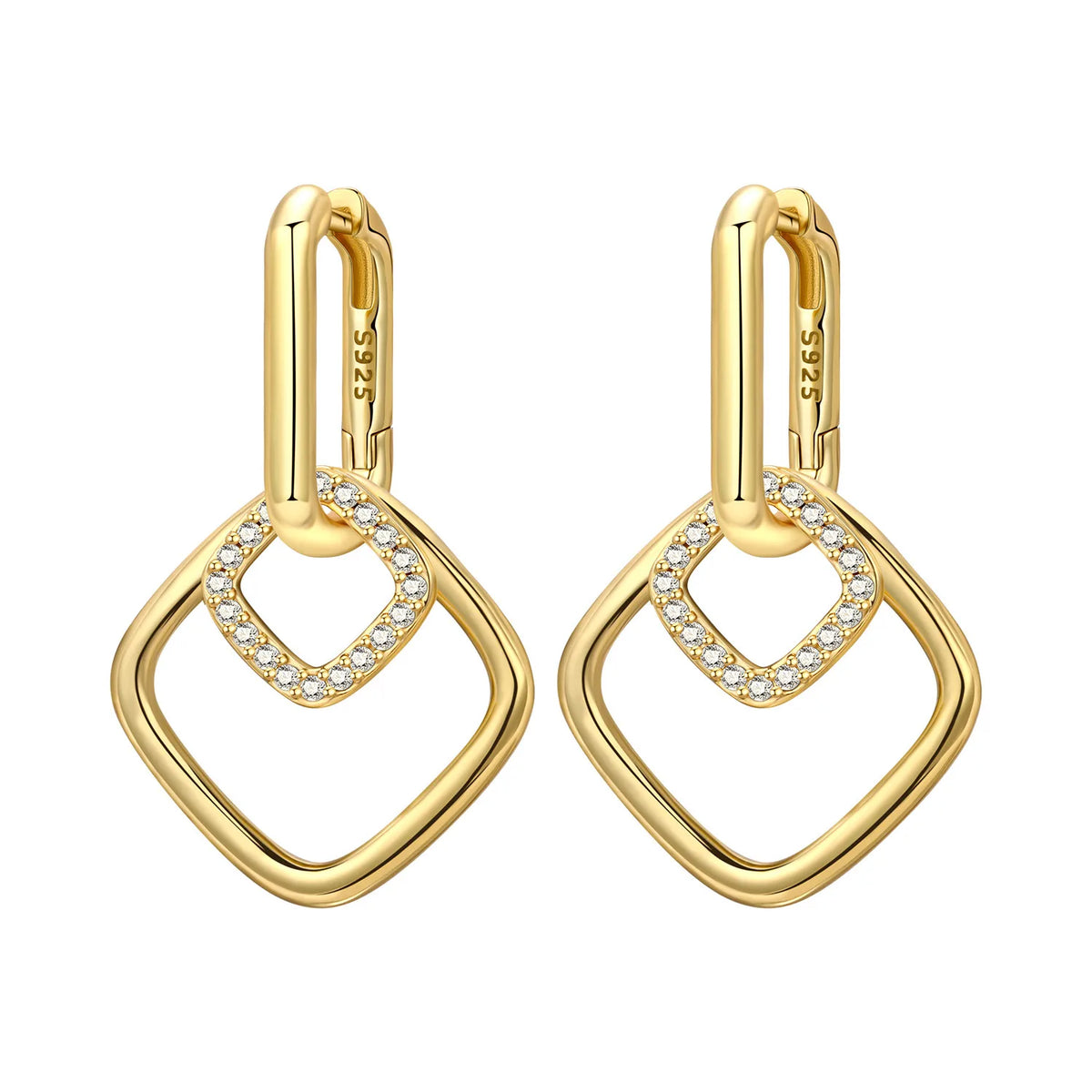 Orstarry 925 Sterling Silver 18K Gold Heart-shaped Zircon Drop Earrings Women Earrings Fashion Party Original Jewelry Gifts