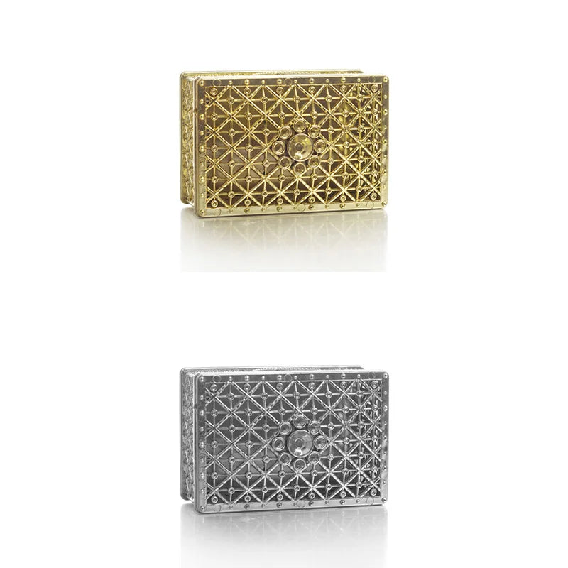 2 PCs Mini Treasure Storage Jewelry Box Silver-color Hollow Flower Pattern Jewelry Case Boxes for Necklace Earring Ring