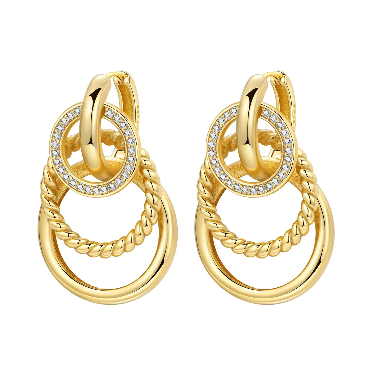 Orstarry 925 Sterling Silver 18K Gold Heart-shaped Zircon Drop Earrings Women Earrings Fashion Party Original Jewelry Gifts