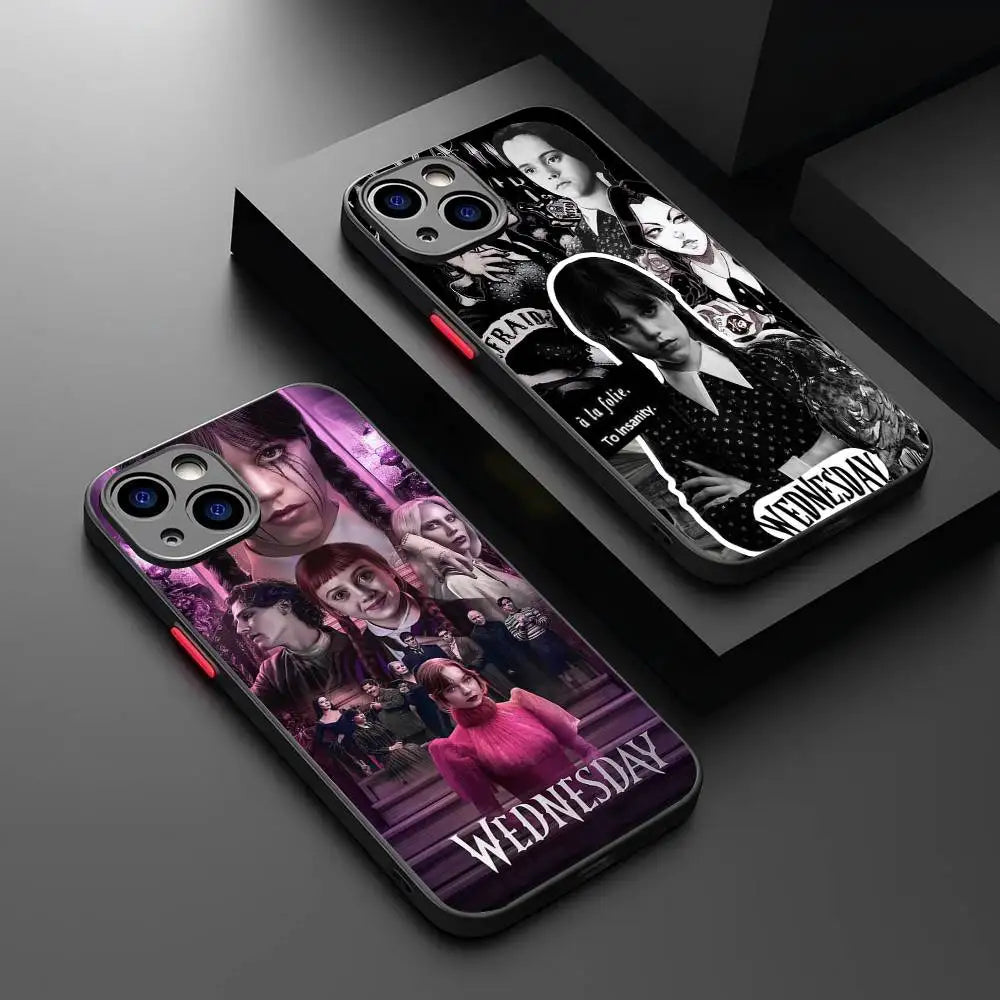 Cool Girl W-WednesdayS A-Addams Phone Case For IPhone 16 15 14 Plus 15 13 12 11 Pro Max X XS MAX Matte Cover