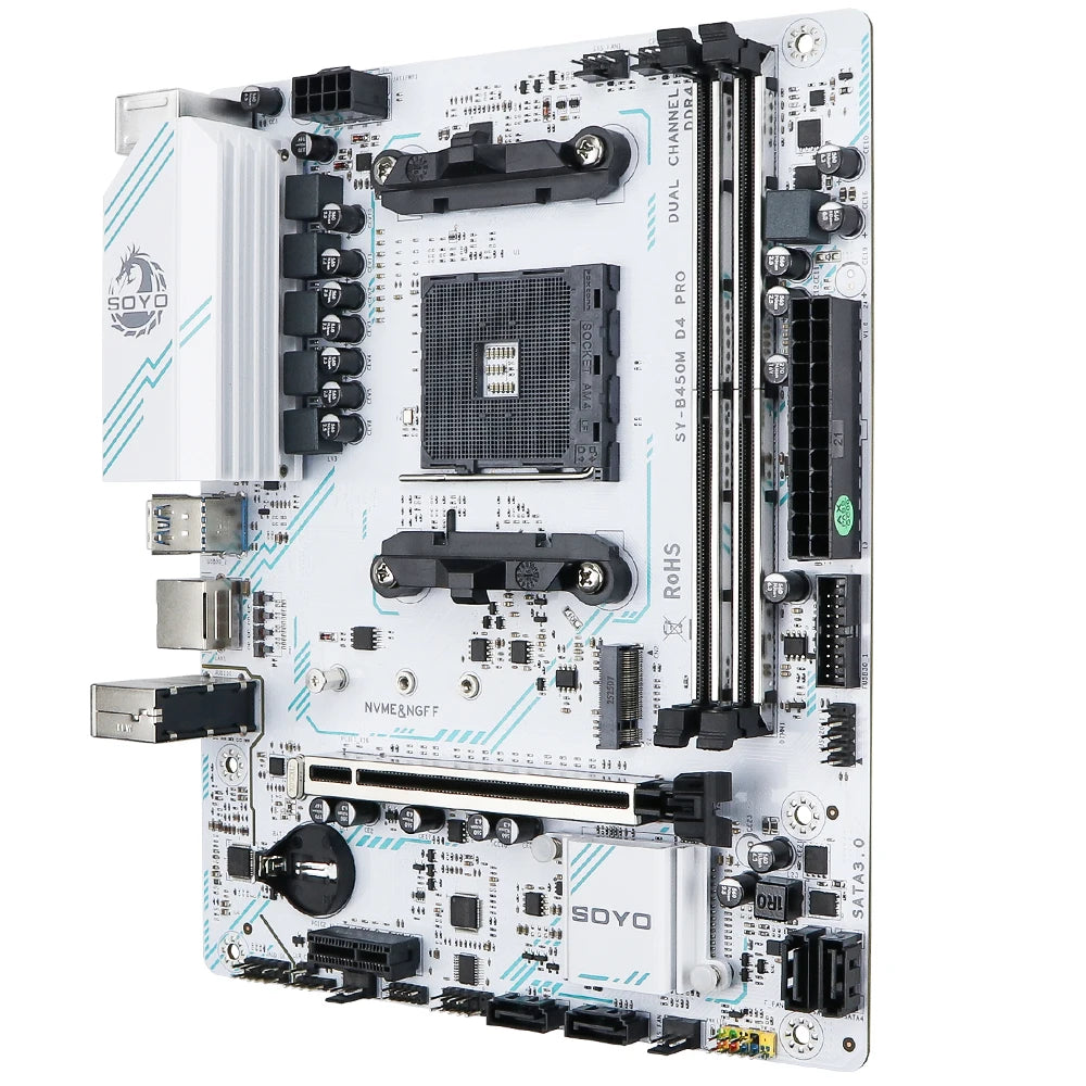 SOYO B450M D4 PRO Motherboard AM4 Support AMD Ryzen 3000/4000/5000G Series CPU Dual-channel DDR4 M.2 NVME PCIE 3.0 SATA3.0