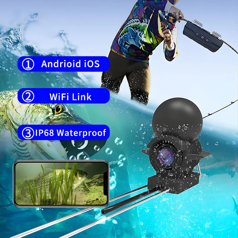 Dodosee 15-50m Underwater WiFi Fishing Camera 2025 New HD Fish Finder with Transmitter Lake Sea IOS&Android Fishing Accessories