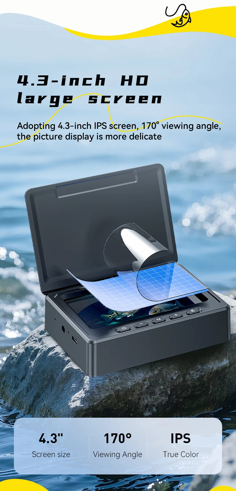 HD1080P Ice Fishing Camera 4.3 Inch LCD Ice Fishing Camera Underwater  1000TVL Portable Fish Depth Finder Water Gift for Men