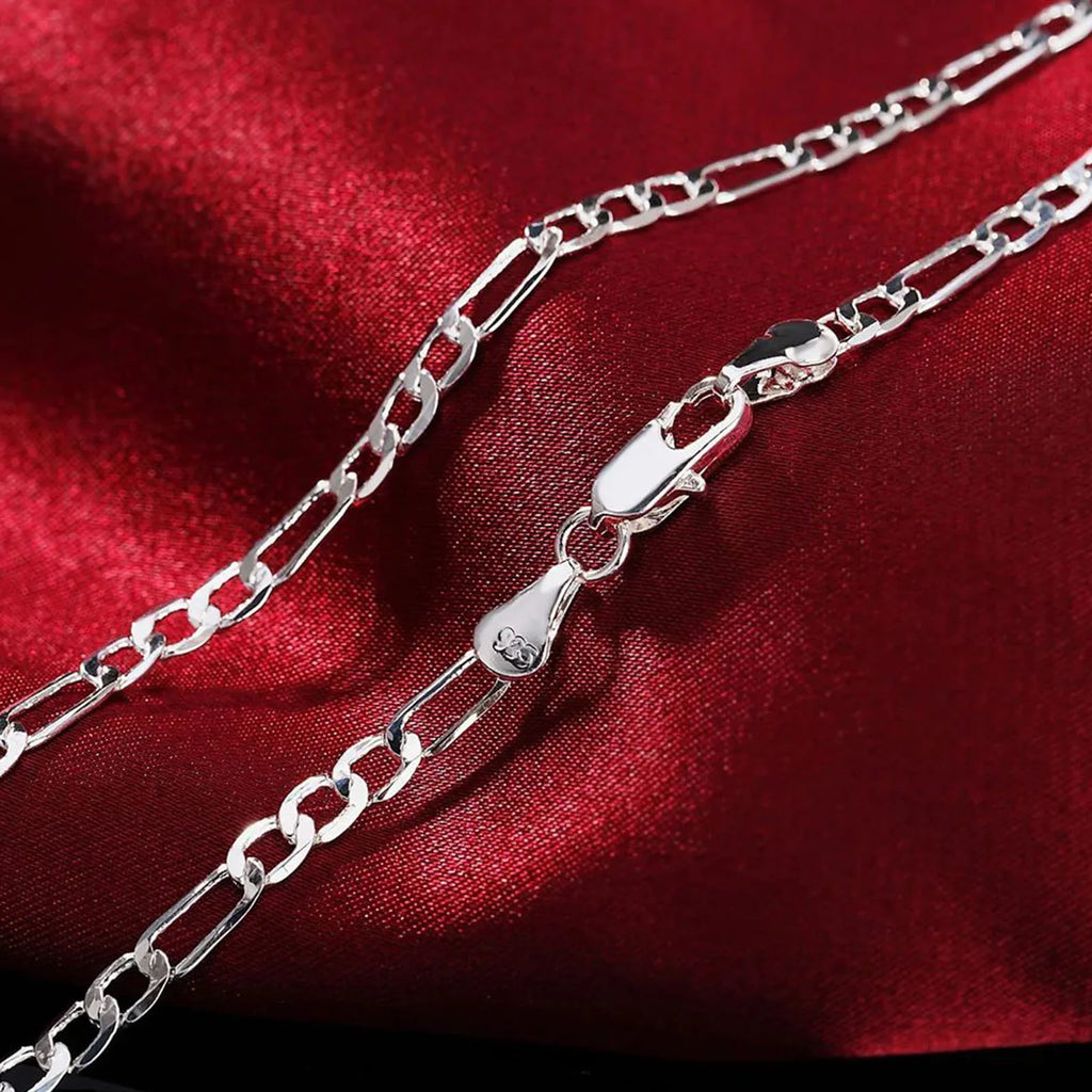 Noble New Arrive 925 Silver 4MM Chain for Men Women Bracelet Necklace Jewelry Set Lady Christma Gifts Charms Wedding