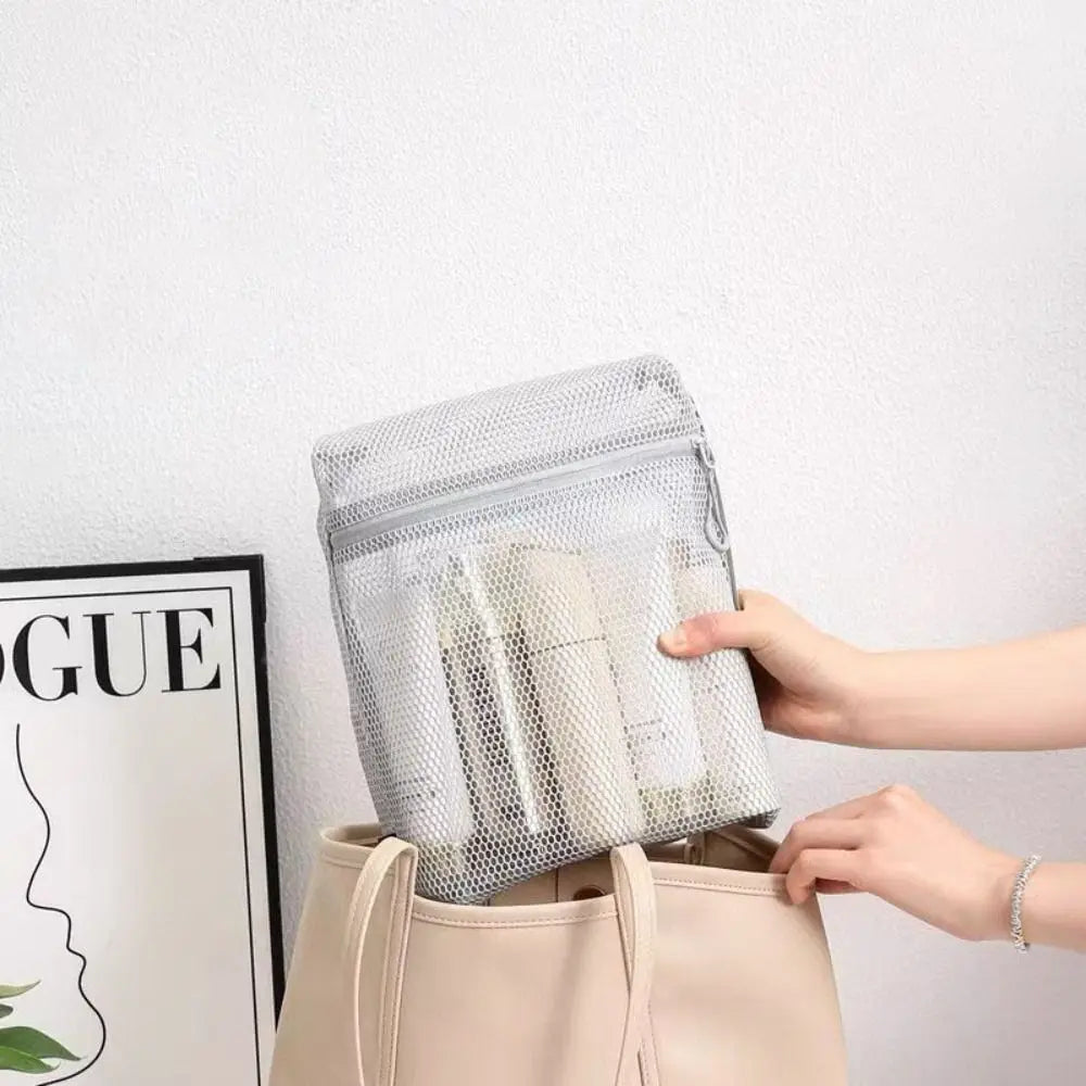 Casual Nylon Storage Pouch With Zipper Hand-held Mesh Pouch Multipurpose Mesh Toiletry Wash Bags Travel