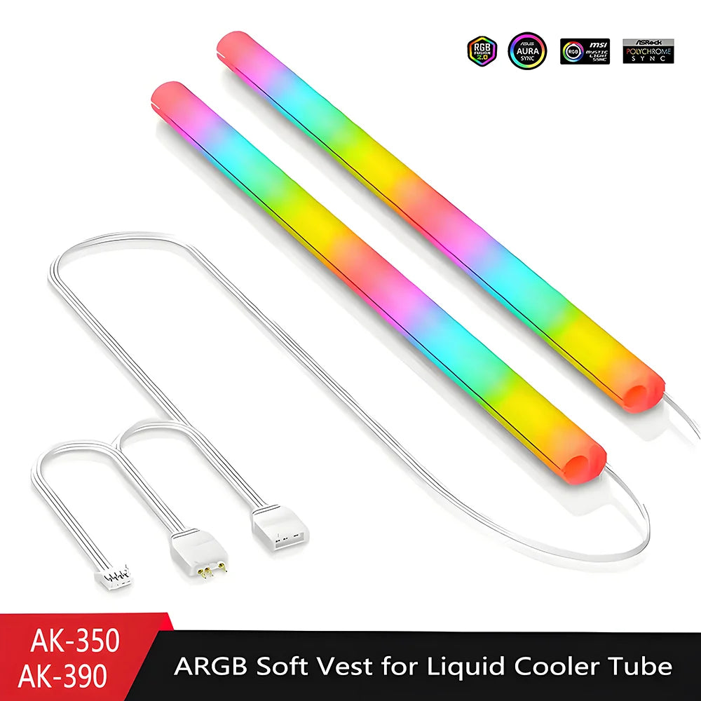 Flexible 5V Addressable ARGB Neon Tube Light with Cover Sleeve for Gaming PC AIO 120 240 360 CPU Water Liquid Cooler Retrofit