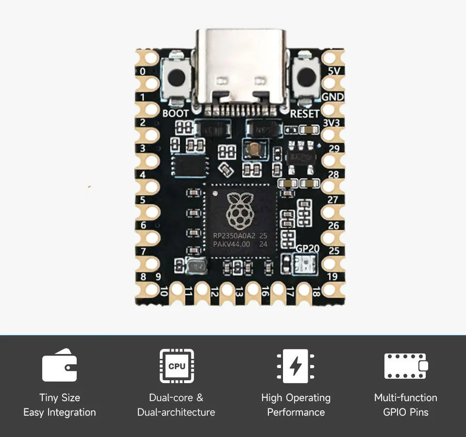 RP2350 Mini Development Board RP2350A chip SuperMini pico 2 RP2350 4MB Flash/520KB SRAM temperature sensor SPI/I2C/UART/ADC