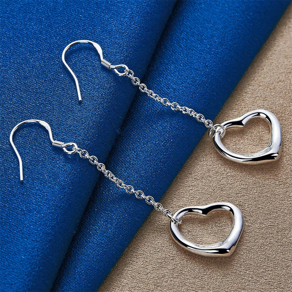 A pair of 925 sterling silver exquisite heart-shaped earrings, women's accessories, engagement gifts, wedding jewelry