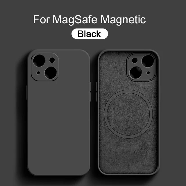 Original Magnetic For Magsafe Case For iPhone 15 14 13 12 11 Pro Max XS XR X 8 Plus Cases Liquid Silicone Wireless Charge Cover