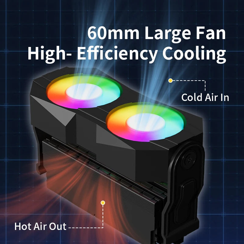 Power Train Z-X5 ARGB divine light synchronous Memory Cooling Radiator Dual Fan supports DDR2/DDR3/DDR4/DDR5