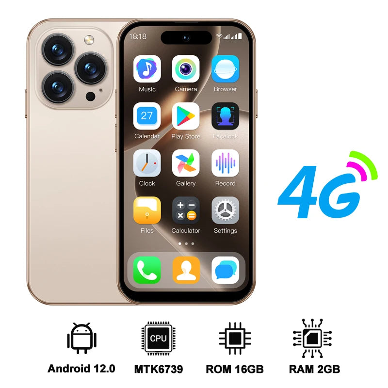 SERVO S16 Mini 4G LTE Android Pocket Smartphone 16GB/64GB Play Store WiFi GPS Dual SIM Dual Camera 4.0"Display Small Mobile Phon