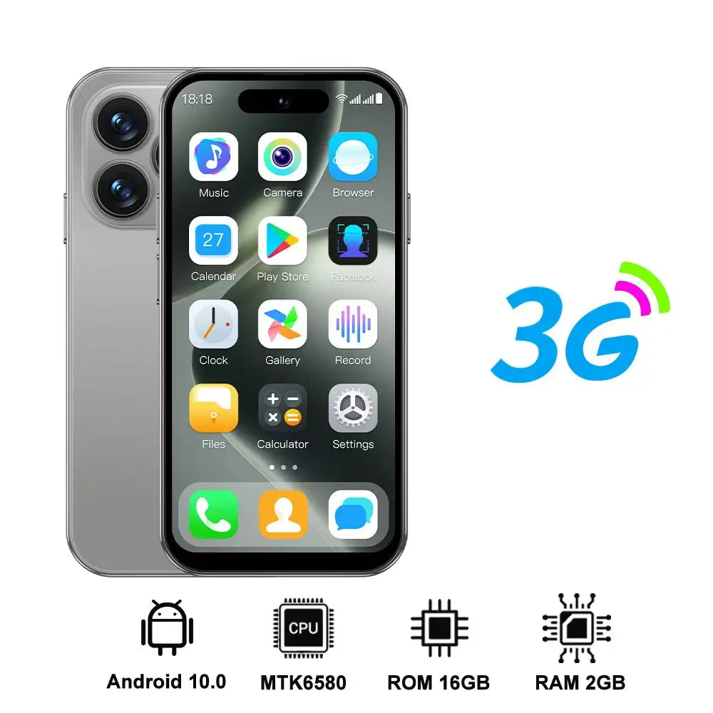 SERVO Mini Android Smartphone Dual SIM RAM 2GB ROM 16GB 3G WCDMA Play Store WiFi Hotspot Face Unlock 4.0" Small Size Smart Phone