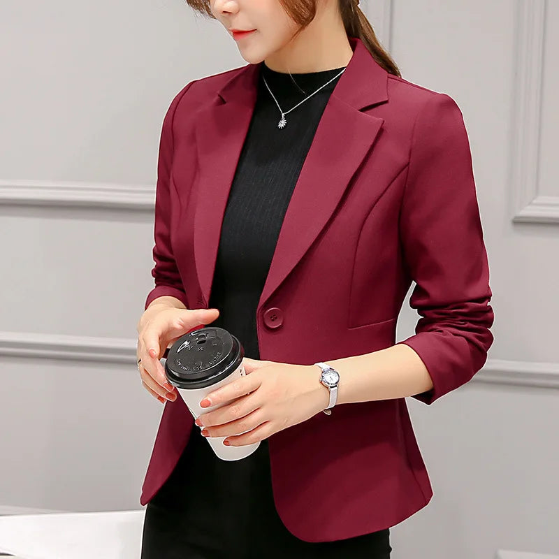 Women's Blazer 2025 Blue Long Sleeve Blazers Pockets Jackets Coat Slim Office Lady Jacket Female Tops Suit Blazer Femme Jackets
