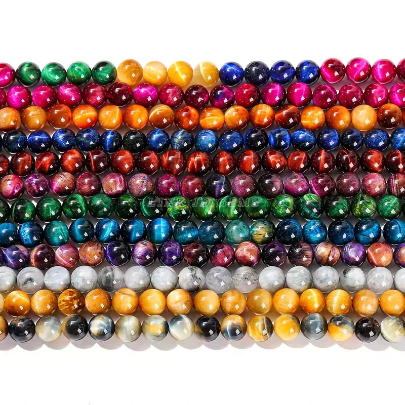 Natural Stone Yellow Red Blue Tiger's Eye Bead Round Loose Spacer Bead 4-12mm For Jewelry Making Diy Necklace Bracelet Accessoy