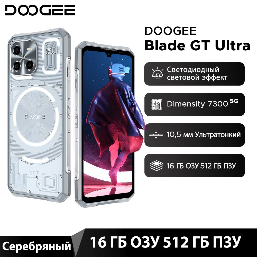 Global Version DOOGEE Blade GT Ultra 5G Rugged Phone Dimensity 7300 6.72" 16GB 512GB 10.5mm Ultra-thin Light Effect Cell Phone