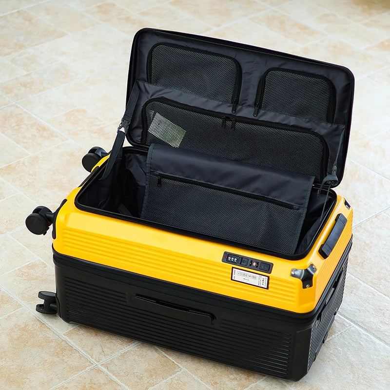 Large Capacity PC Material Suitcase 20/28/32/34-inch Deep-Compartment Travel Luggage with Combination Lock Side-Open Hard Shell