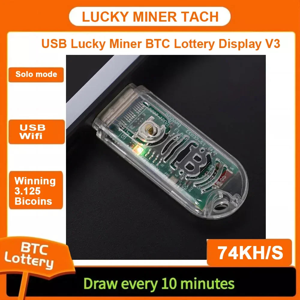 Lucky Miner LV03 Bitcoin Mining  Machine USB MINI ASIC Mining 74KH/S Crypto Mining Solo Miner Silent Miner Lottery Device