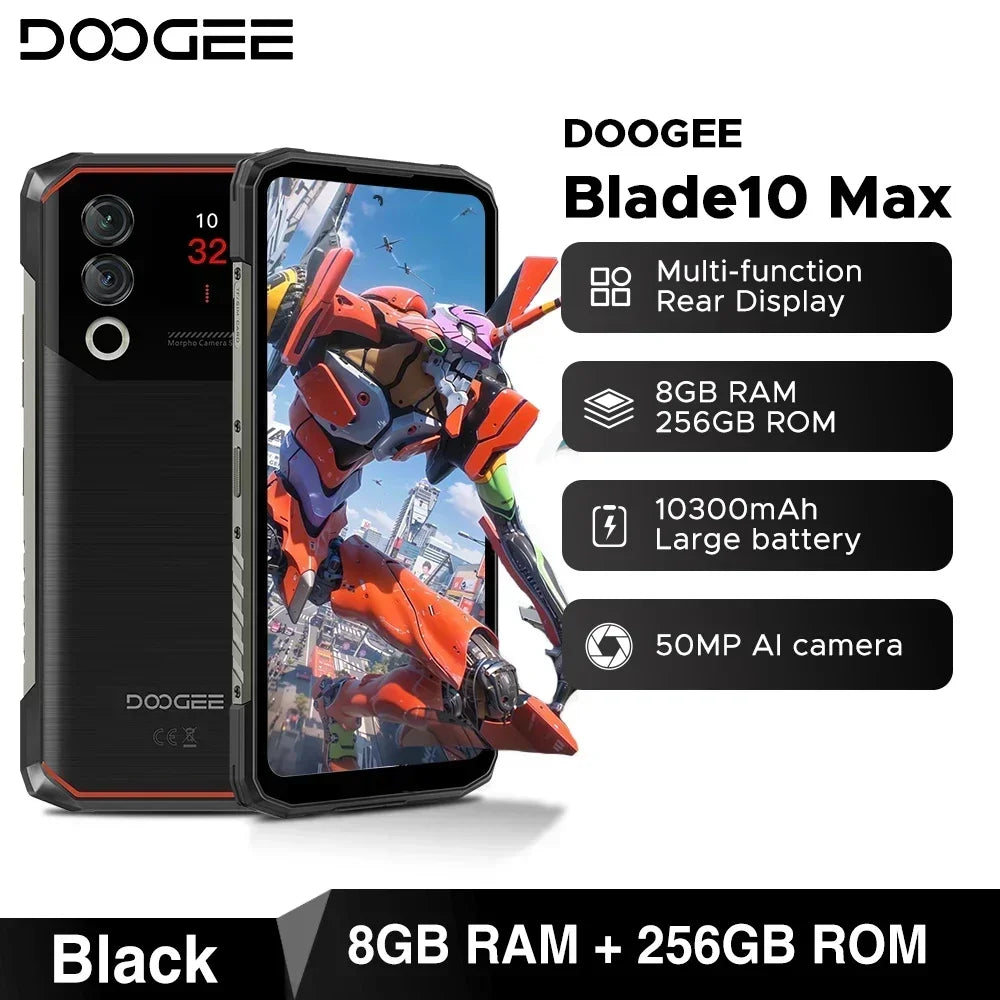 Global Version DOOGEE Blade10 Max Rugged Phone 32GB(8+24) 256GB 6.56” HD+ IPS UNISOC T7200 Octa Core 50MP Camera Android 15 NFC