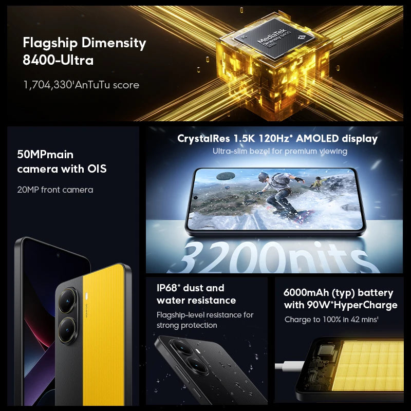 【Brand+】POCO X7 Pro Smartphone Dimensity 8400-Ultra 6000mAh 90W HyperCharge 6.67" AMOLED display NFC Xiaomi HyperOS 2