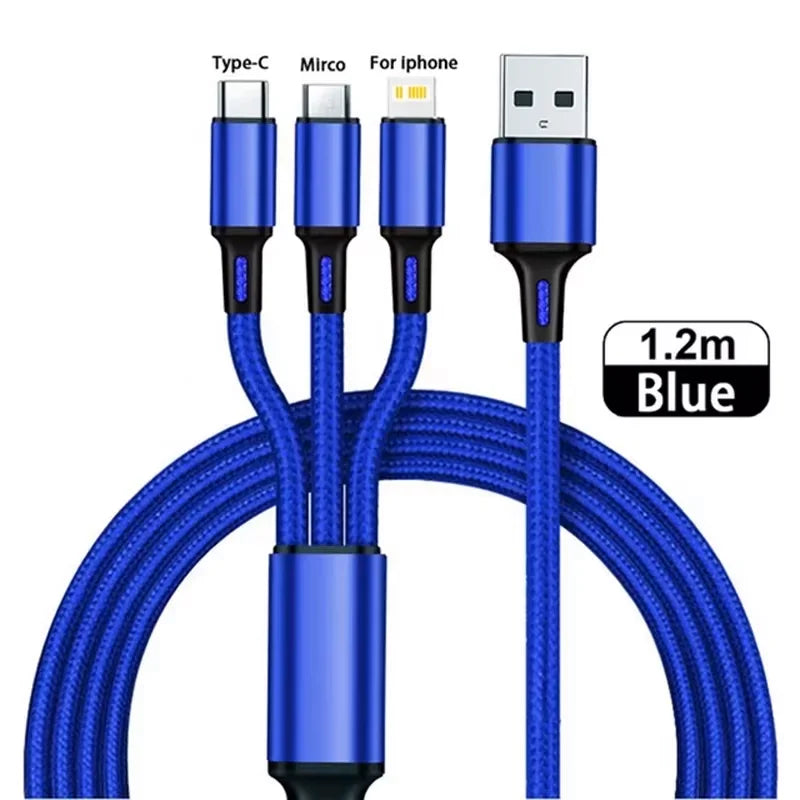 3-In-1 / 4-In-1  USB Cable Type C Usb Micro For iphone Samsung Huawei Xiaomi Multi Port Multiple Charging Wire