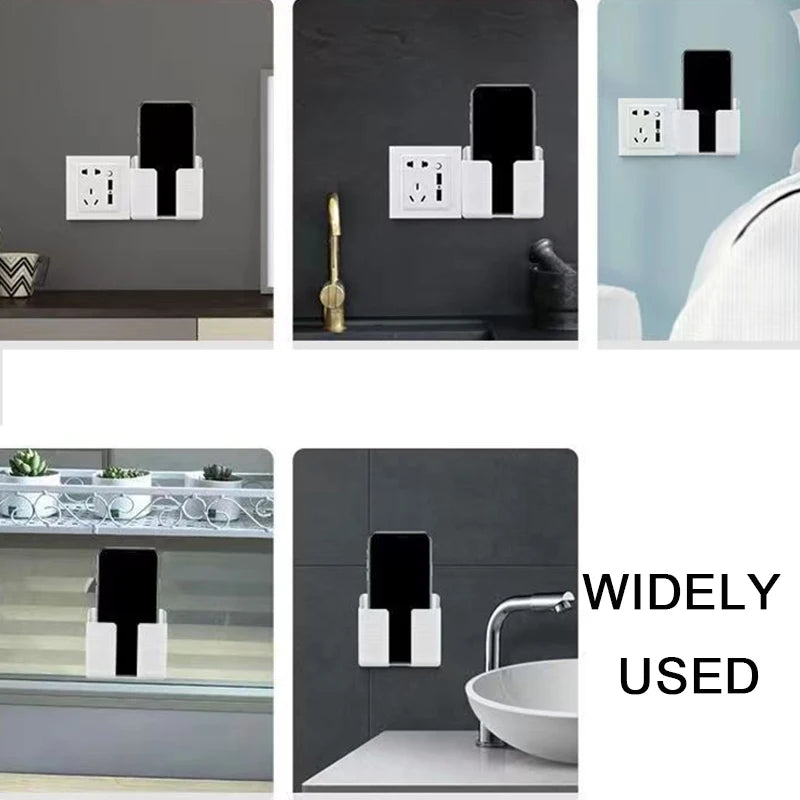1PC Wall Mobile Phone Holder Plug Phone Charging Stand Remote Control Storage Box Bracket Punch-Free Mounted Organizer Holders