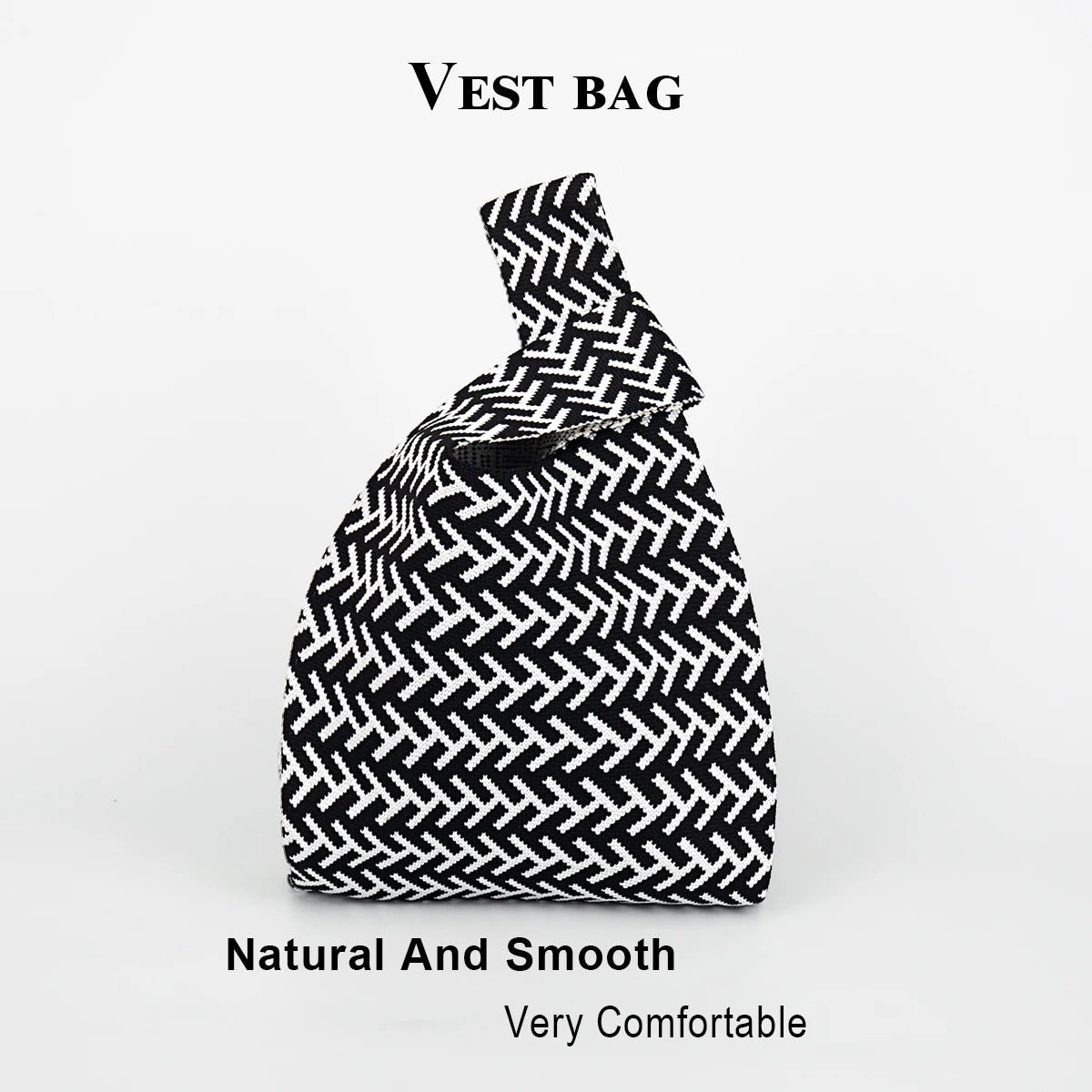 Line Arrangement Striped Knitted Handbag, Open-Top Women's Breathable Lightweight Foldable Crochet, Carry-On for Mobile Phone, Cosmetics, Lipstick, Perfume, Suitable for Daily Vacation, School, Commuting, Shopping, Photograph