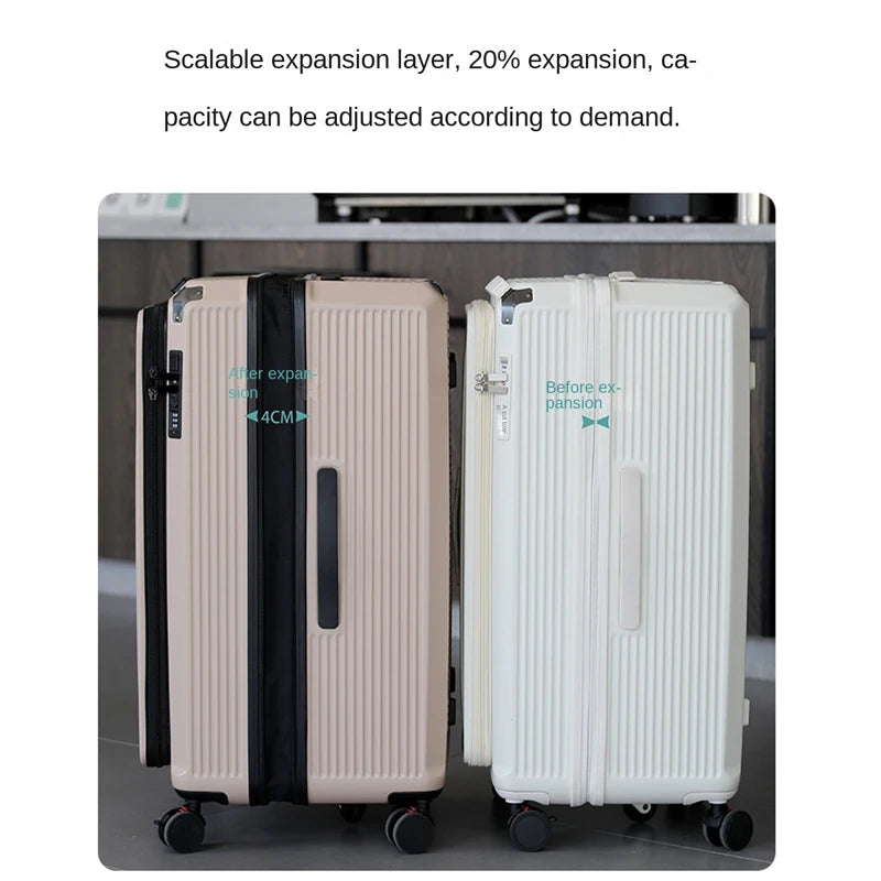 Large Capacity PC Material Suitcase 20/28/32/34-inch Deep-Compartment Travel Luggage with Combination Lock Side-Open Hard Shell