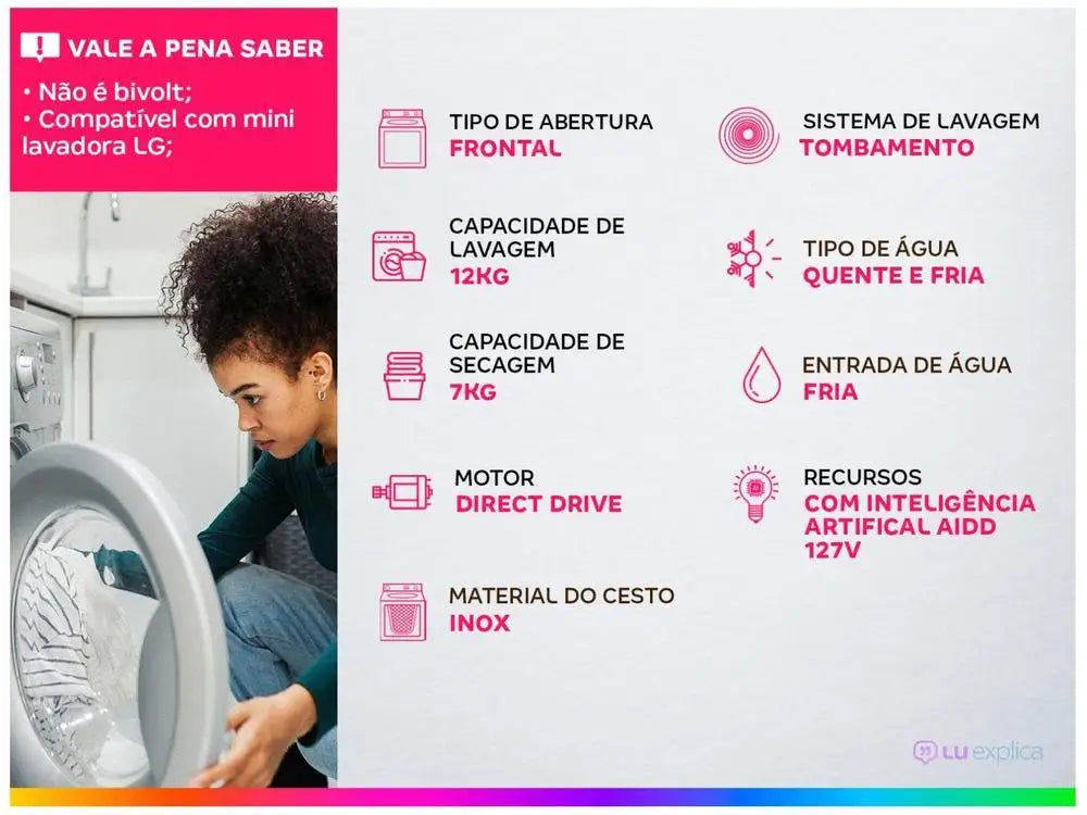 Lava and Dry LG 12kg Smart VC4 CV5012WC4 with-110V