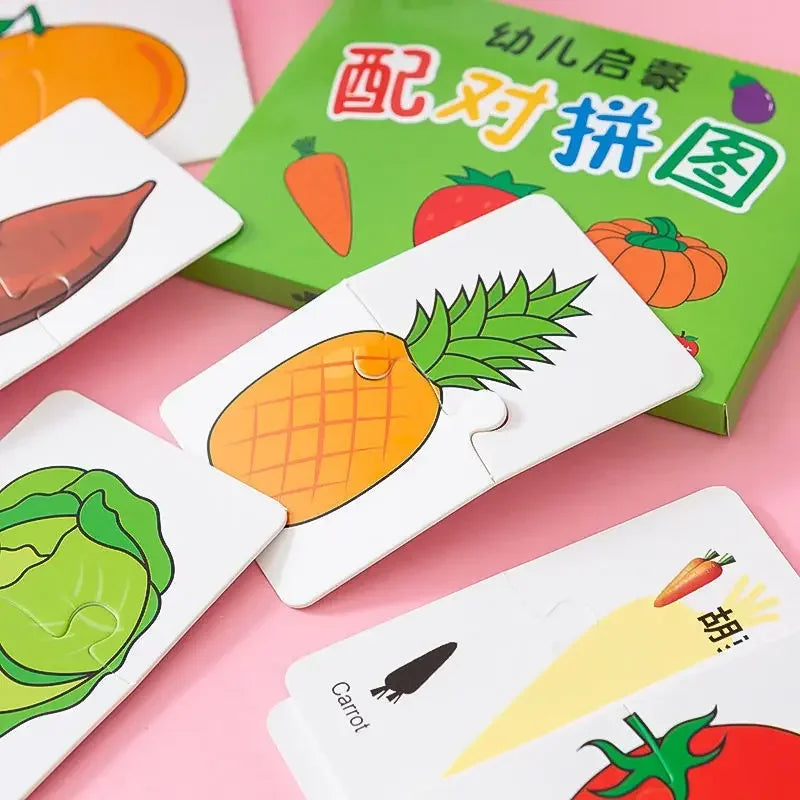 Rompecabezas educativo Montessori para niños pequeños, tarjeta a juego 4 32 piezas, juguetes de dibujos animados, forma de Color