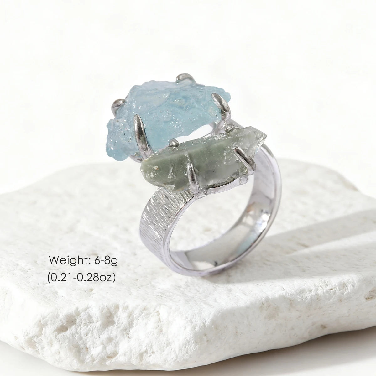 Natural Gemstone Ring Unisex Ring Unique  Crystal Fashion Jewelry Adjustable  Unisex Party Gift Ring Raw Stone Jewelry