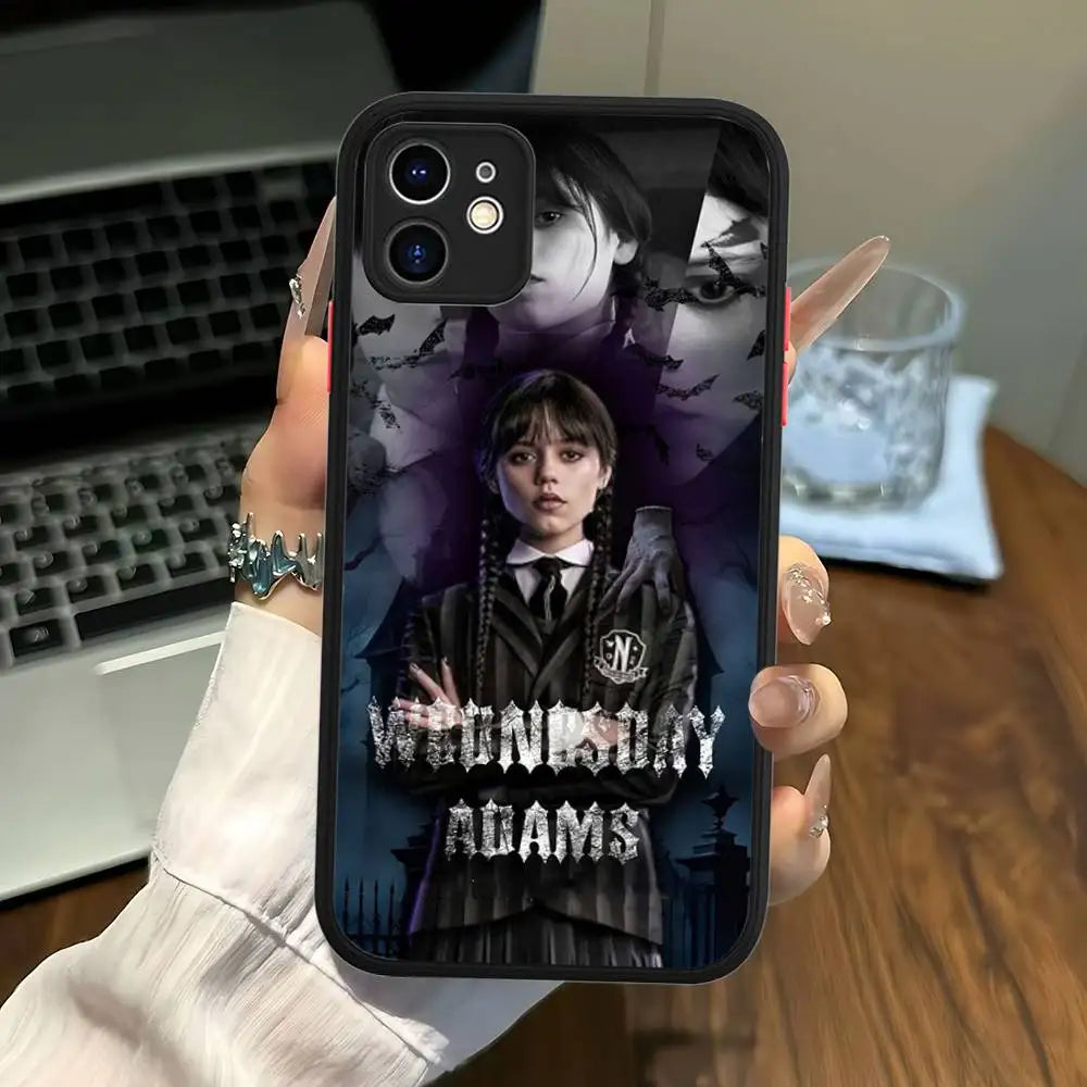Cool Girl W-WednesdayS A-Addams Phone Case For IPhone 16 15 14 Plus 15 13 12 11 Pro Max X XS MAX Matte Cover