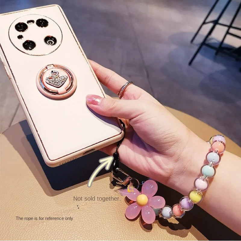 Phone Anti-lost Lanyard Key Short Wrist Pendant Colorful Macaron Round Bead Pendant Women's Hand-held Chain Mobile Phone Lanyard