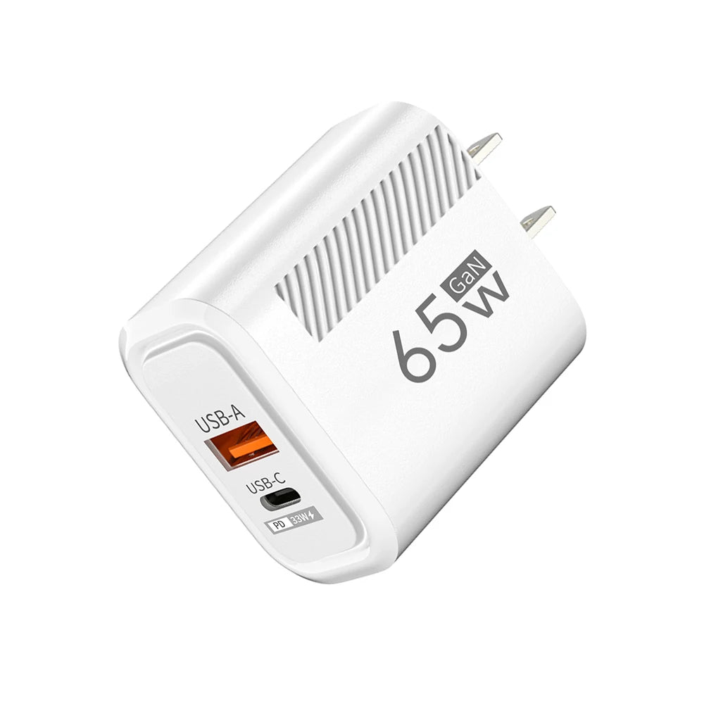 Total 65W GaN Charger USB PD Fast Charging High Speed Type C Quick Charge Mobile Phone Wall Adapter for IPhone 15 Pro Xiaomi 14